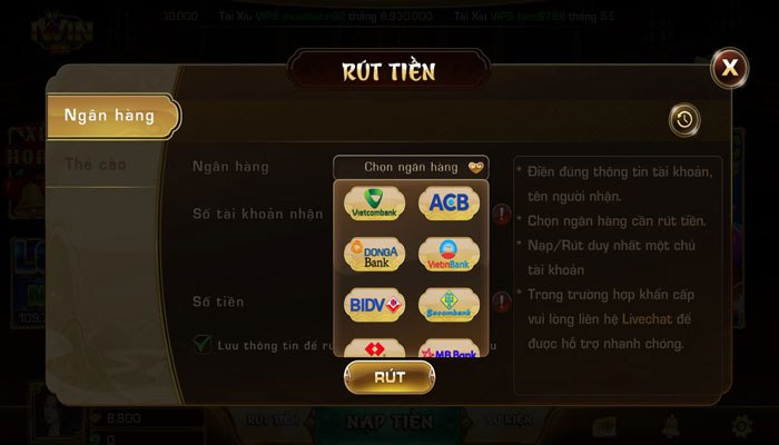 hướng dẫn rút tiền